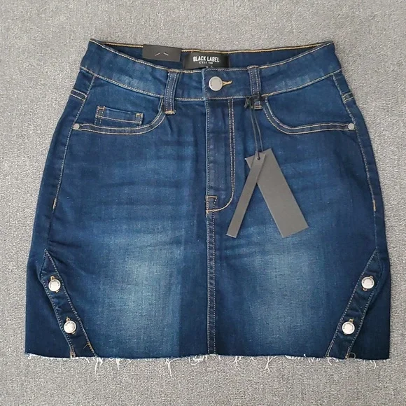 C'Est Toi Skirts Cest Toi Black Label Cut Off Frayed Hem Denim